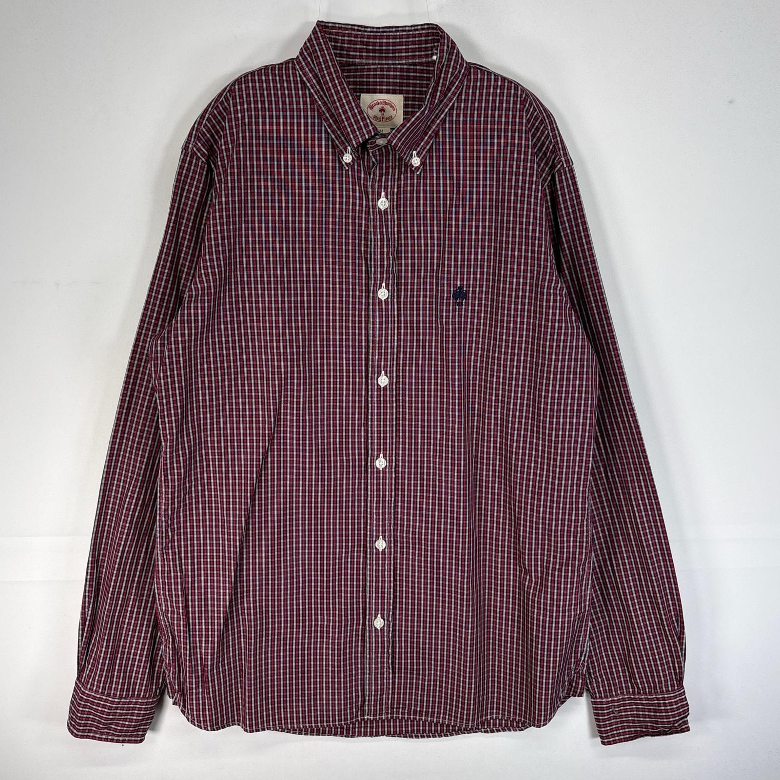 古着 ブルックスブラザーズ Brooks Brothers 長袖シャツ チェック ロゴ 刺繍 RED FLEECE M  レッド系 マルチカラー メンズ