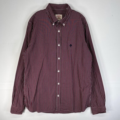 古着 ブルックスブラザーズ Brooks Brothers 長袖シャツ チェック ロゴ 刺繍 RED FLEECE M レッド系 マルチカラー メンズ