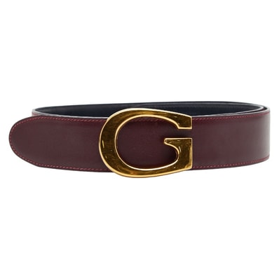 グッチ Gバックル ベルト サイズ:70/28 036 519 0956 ワインレッド ボルドー レザー レディース GUCCI 【中古】