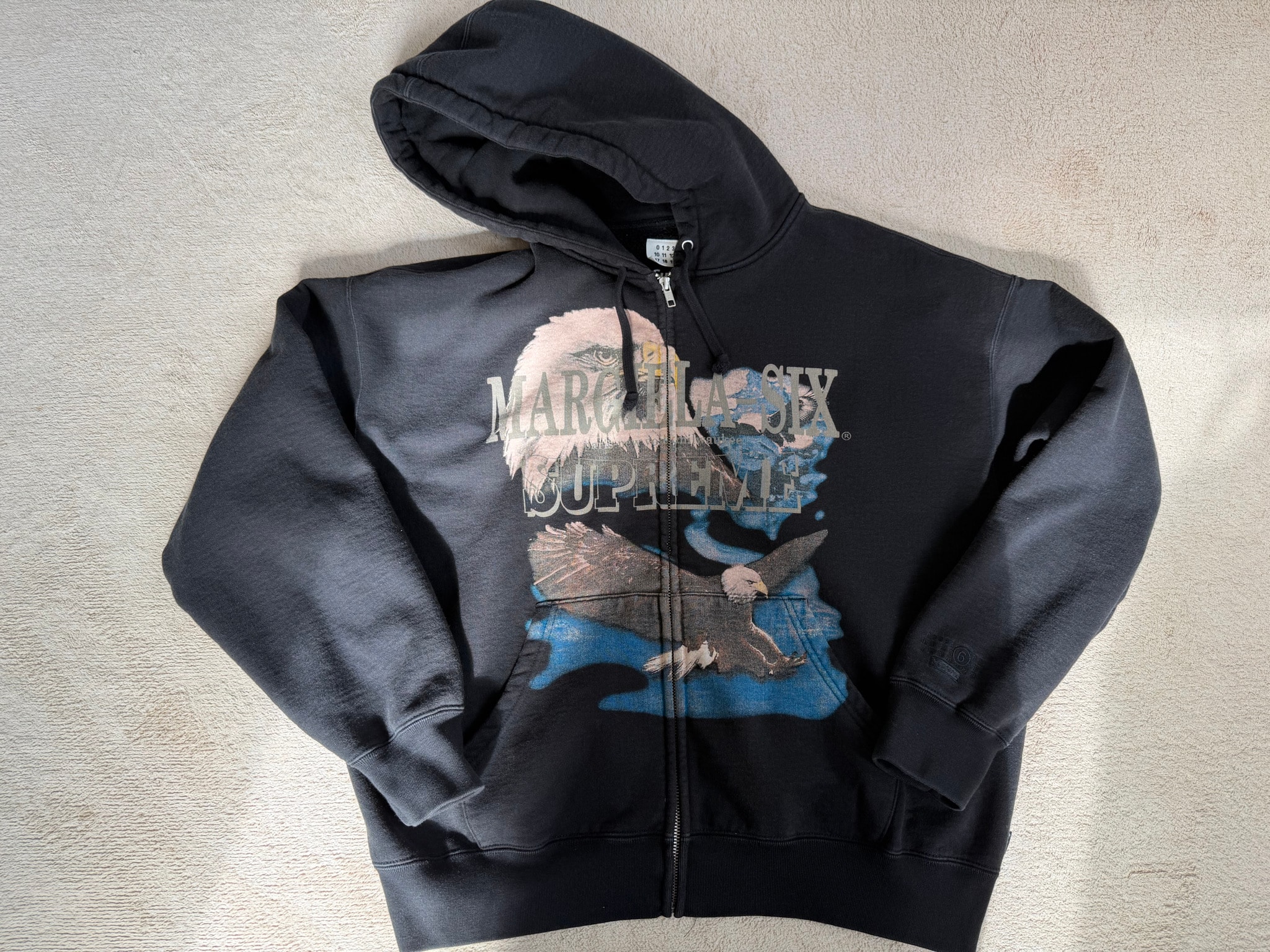Supreme x MM6 Maison Margiela Eagle Zip Up Hooded Sweatshirt "Black"