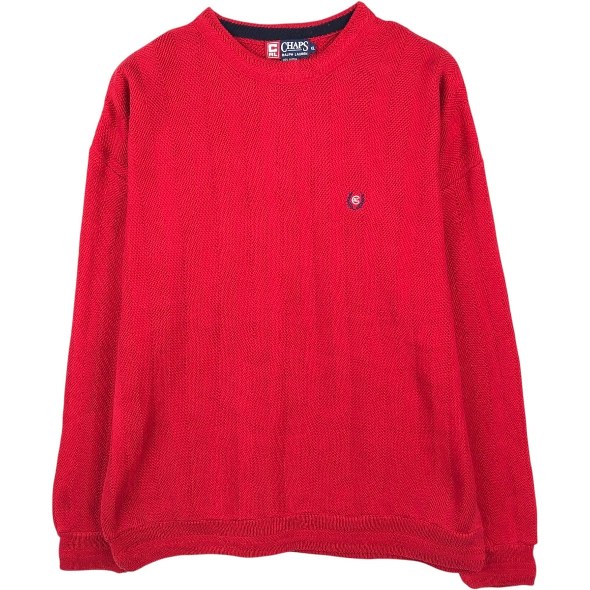 古着 90年代 ラルフローレン Ralph Lauren CHAPS チャップス ヘリンボーン コットンニットセーター USA製 メンズXL相当 ヴィンテージ/eaa654438