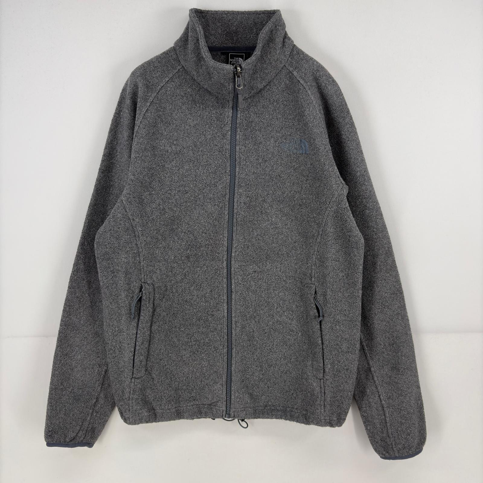 古着 ザ・ノースフェイス THE NORTH FACE フリースジャケット フルジップ ワンポイント ロゴ 刺繍 S グレー メンズ