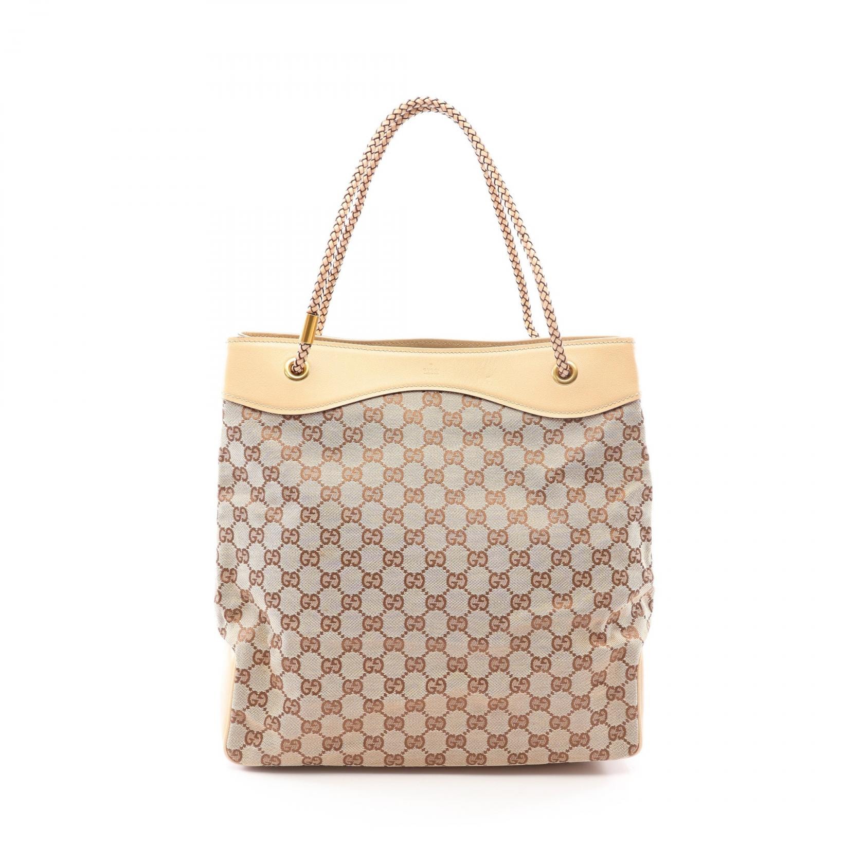 グッチ GUCCI GGキャンバス トートバッグ バッグ キャンバス レザー レディース ベージュ系 109141 【中古】
