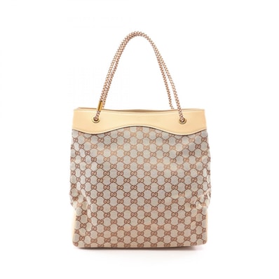 グッチ GUCCI GGキャンバス トートバッグ バッグ キャンバス レザー レディース ベージュ系 109141 【中古】