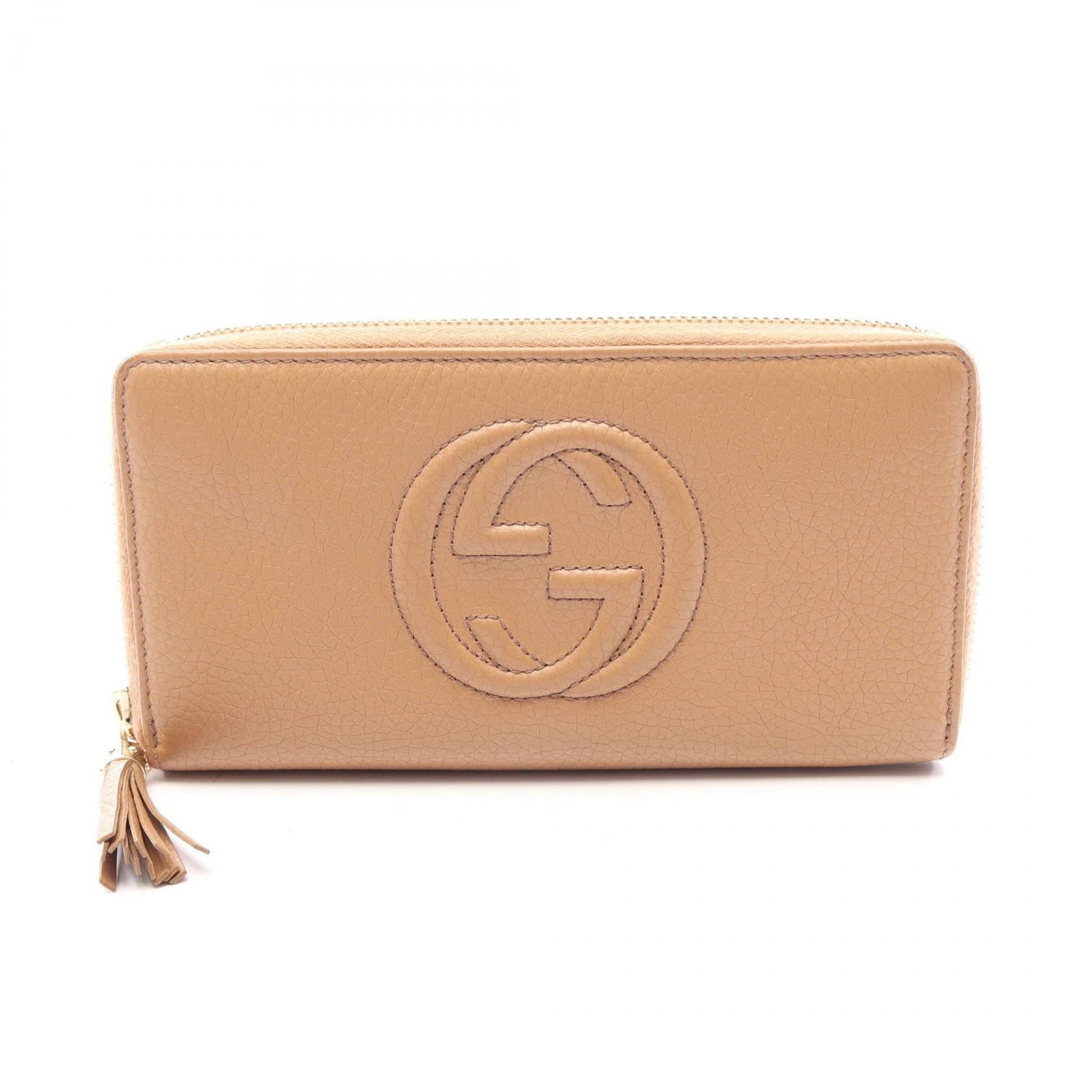 グッチ GUCCI ソーホー インターロッキングG ラウンド長財布 財布 レザー レディース ブラウン系 598187 【中古】