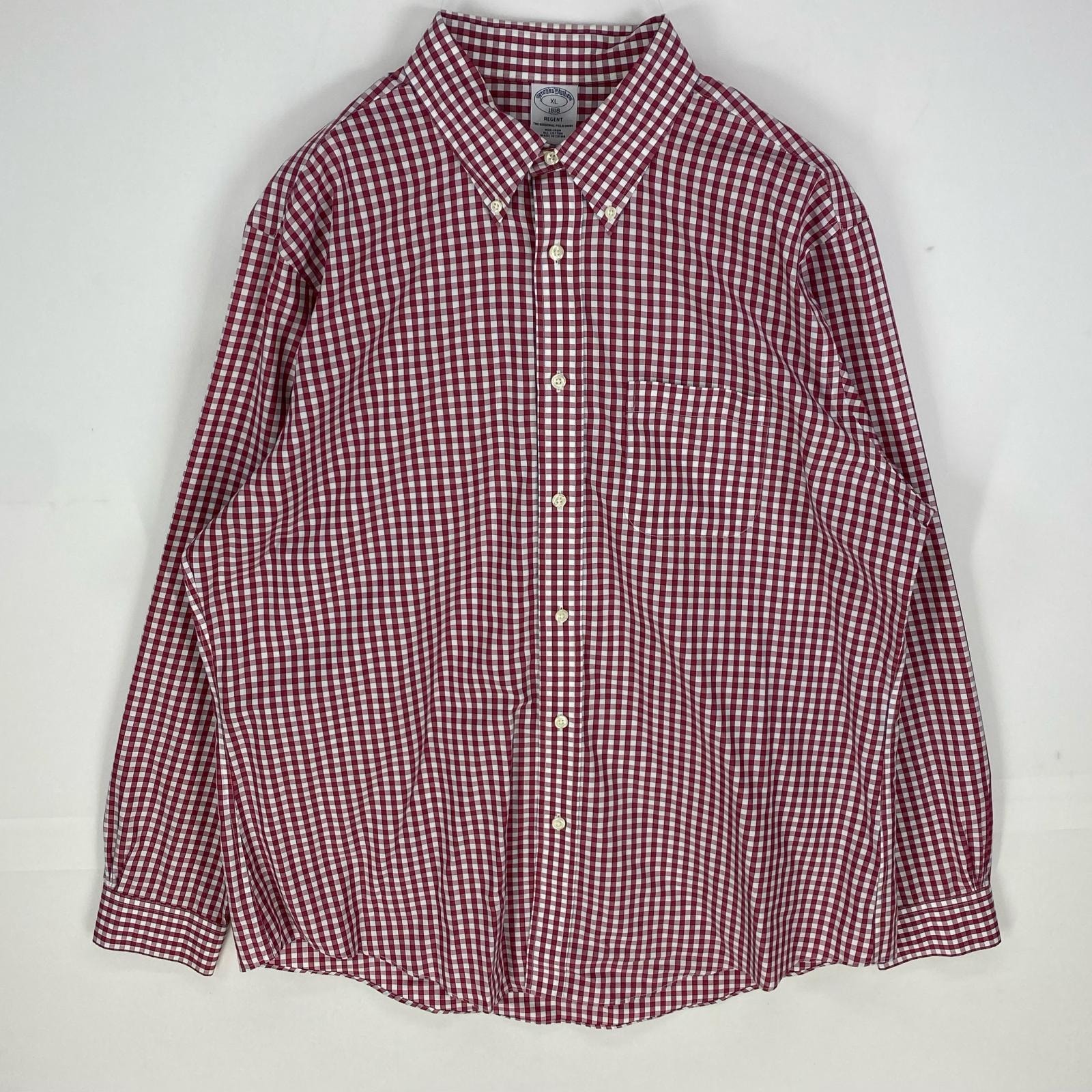 古着 ブルックスブラザーズ Brooks Brothers 長袖シャツ ボタンダウン 胸ポケット REGENT 1818 XL  レッド系 メンズ