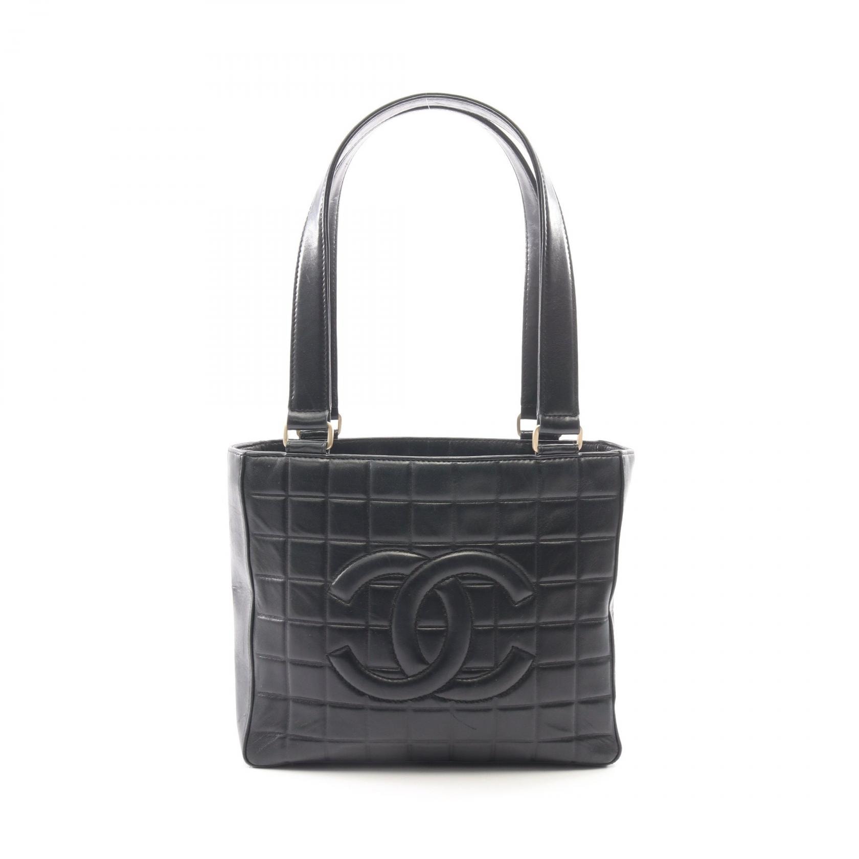 シャネル CHANEL チョコバー トートバッグ バッグ ラムスキン(羊革) レディース ブラック系 A17809 【中古】