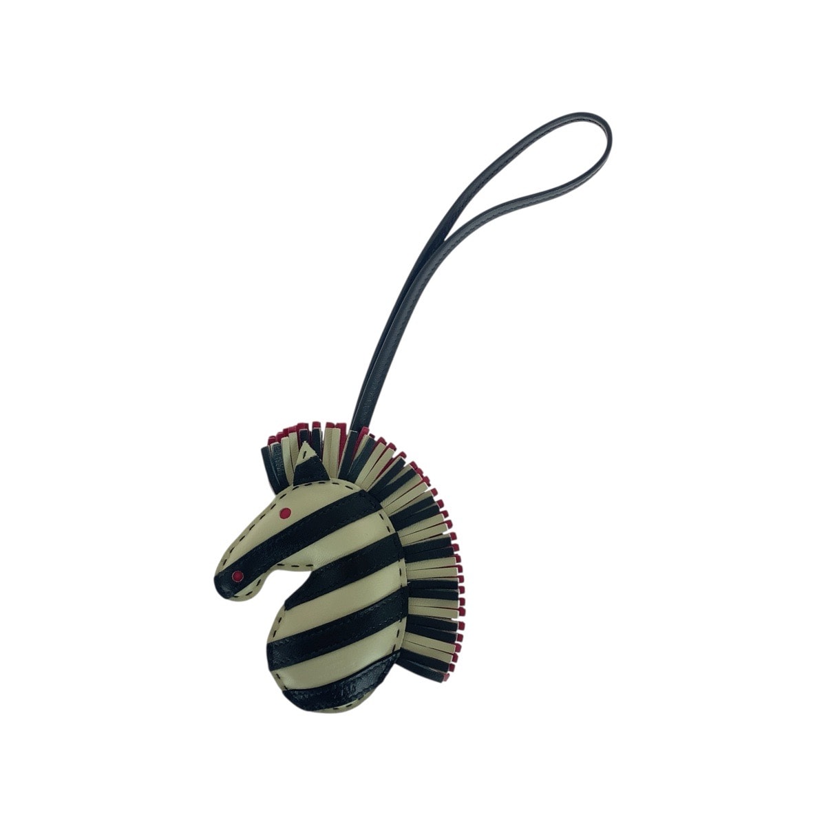 美品 HERMES エルメス ジージー サバンナ ゼブラ ブラック ホワイト ピンク アニョーミロ キーホルダー バッグチャーム Z刻印 506300 【中古】