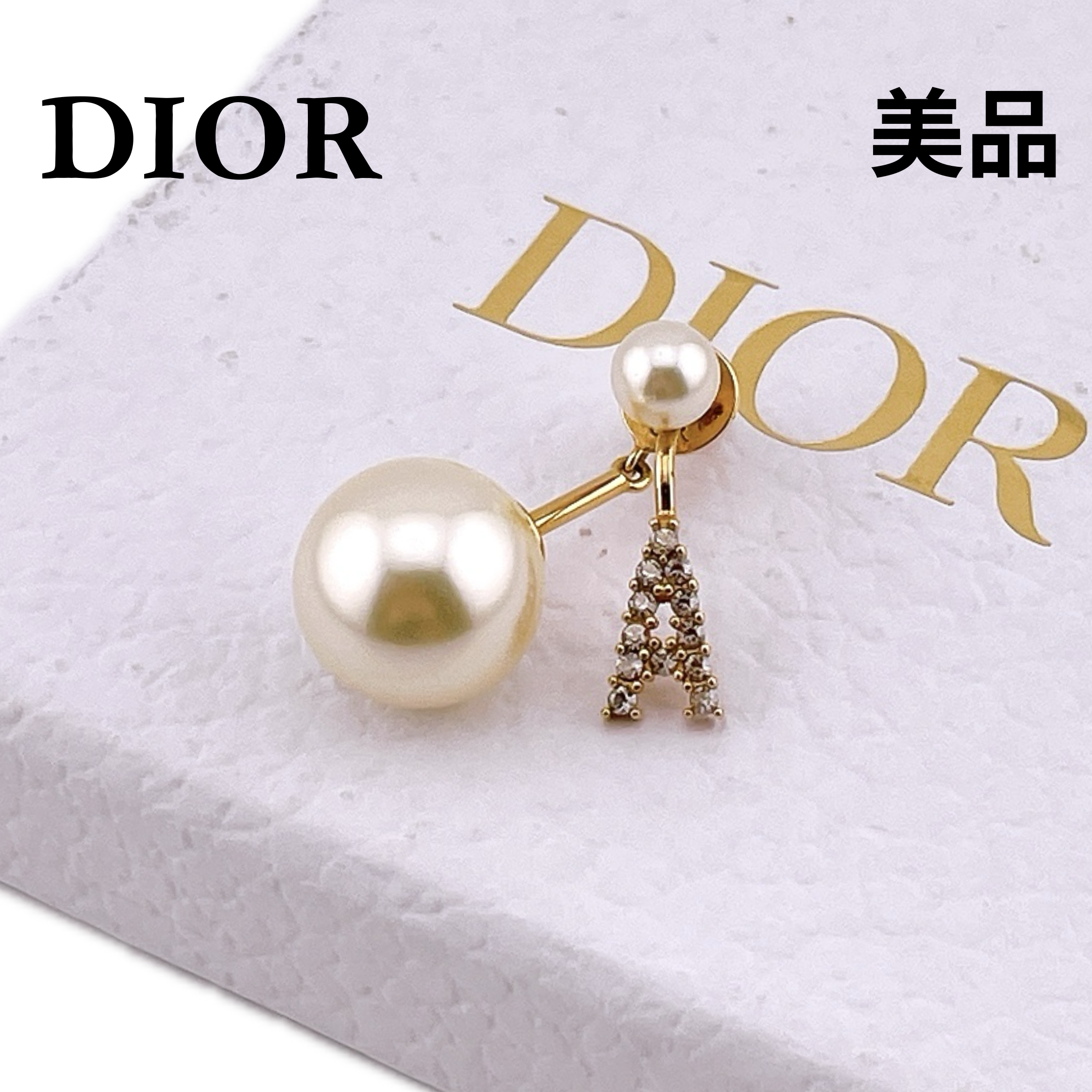 ★ディオール★ ピアス トライバル アルファベット イニシャル A パール