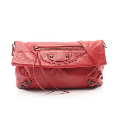 バレンシアガ BALENCIAGA クラシック エンベロープ ショルダーバッグ バッグ レザー レディース レッド系 319376 【中古】