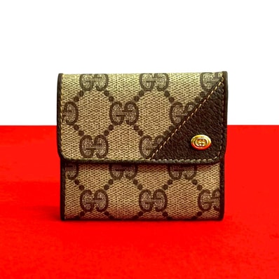 GUCCI グッチ GG ロゴ 柄 金具 レザー PVC コインケース ブラウン
41591