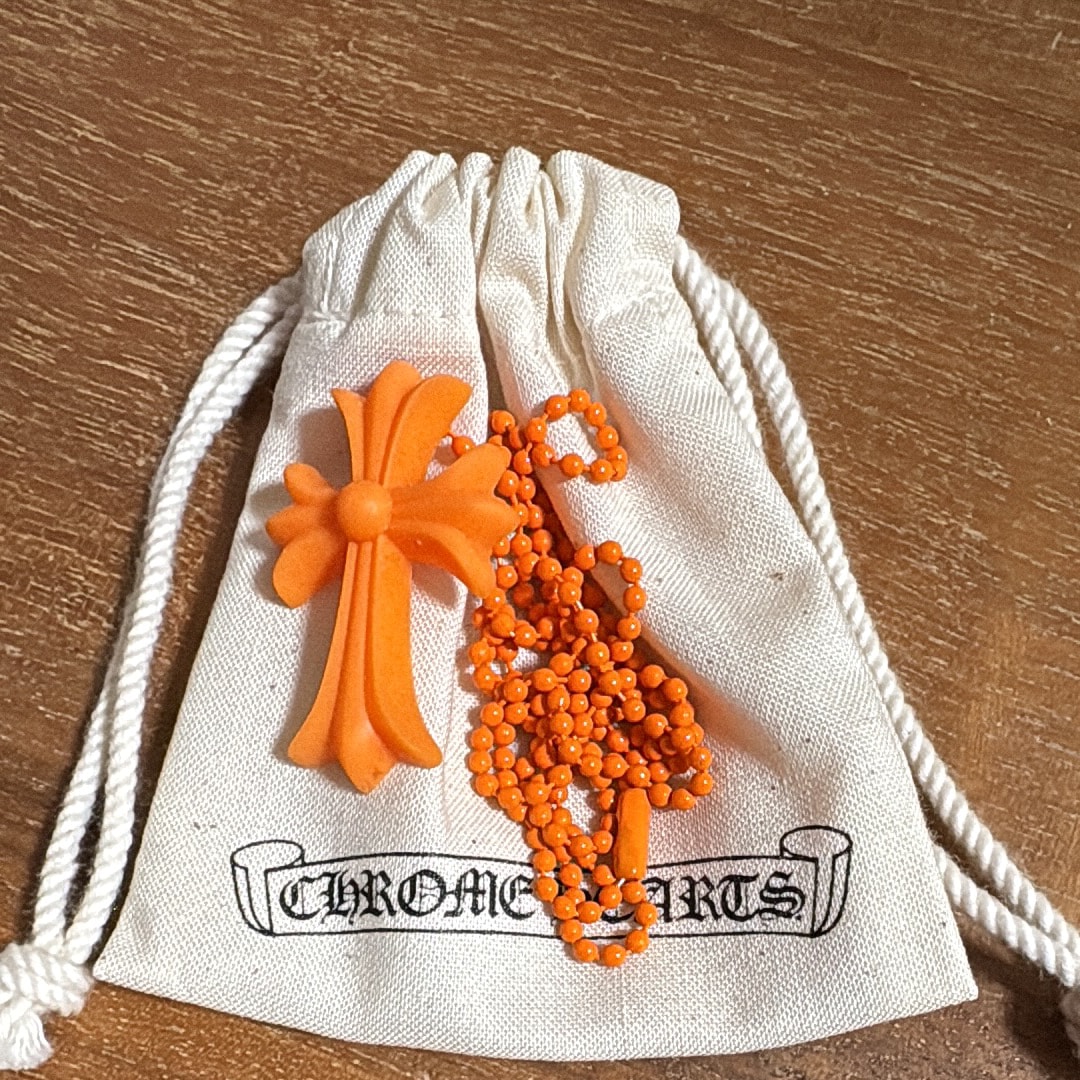 Chrome Hearts Rubber Small CH Cross Silicon Necklace "Orange"