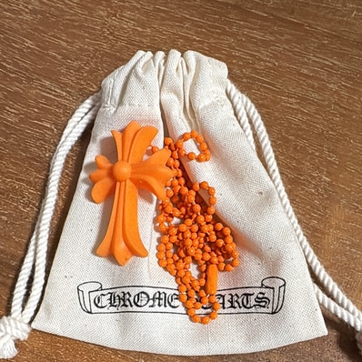 Chrome Hearts Rubber Small CH Cross Silicon Necklace "Orange"