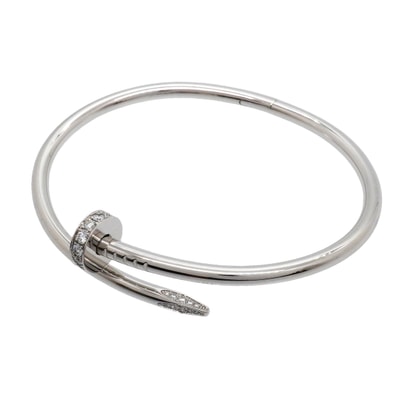 【6jhb0341】カルティエ バングル ジュストアンクル K18WG ホワイトゴールド ダイヤモンド ブレスレット【中古】メンズ レディース ユニセックス