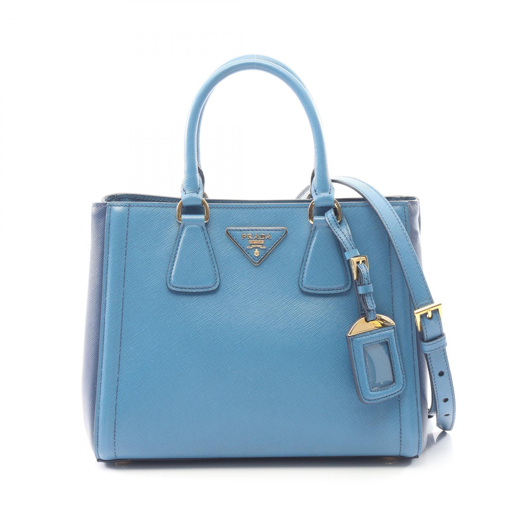 プラダ PRADA SAFFIANO LUX ガレリア 2WAY ハンドバッグ バッグ サフィアーノレザー レディース ブルー系 / ネイビー系 【中古】