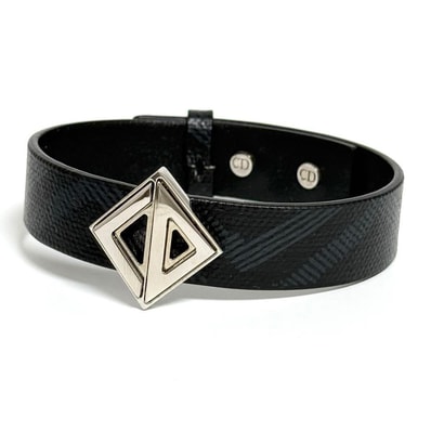 【人気】ディオール メンズ CD ダイヤモンド レザー ブレスレット 黒