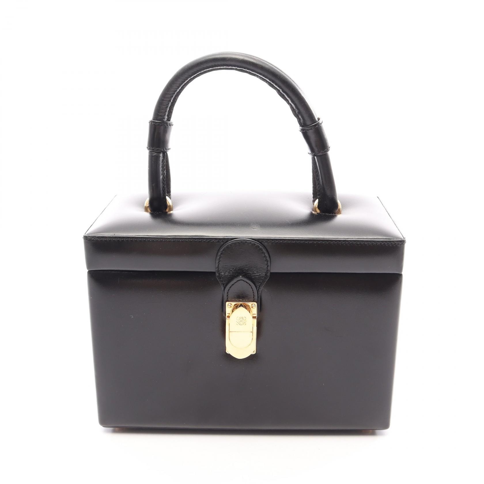 ロエベ LOEWE アナグラム ハンドバッグ バッグ レザー レディース ブラック系 【中古】
