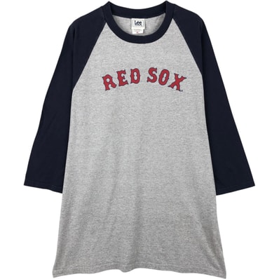 古着 00年代 リー Lee SPORT MLB BOSTON RED SOX ボストンレッドソックス 七分袖 ツートンスポーツプリントTシャツ メンズXL相当/eaa649448