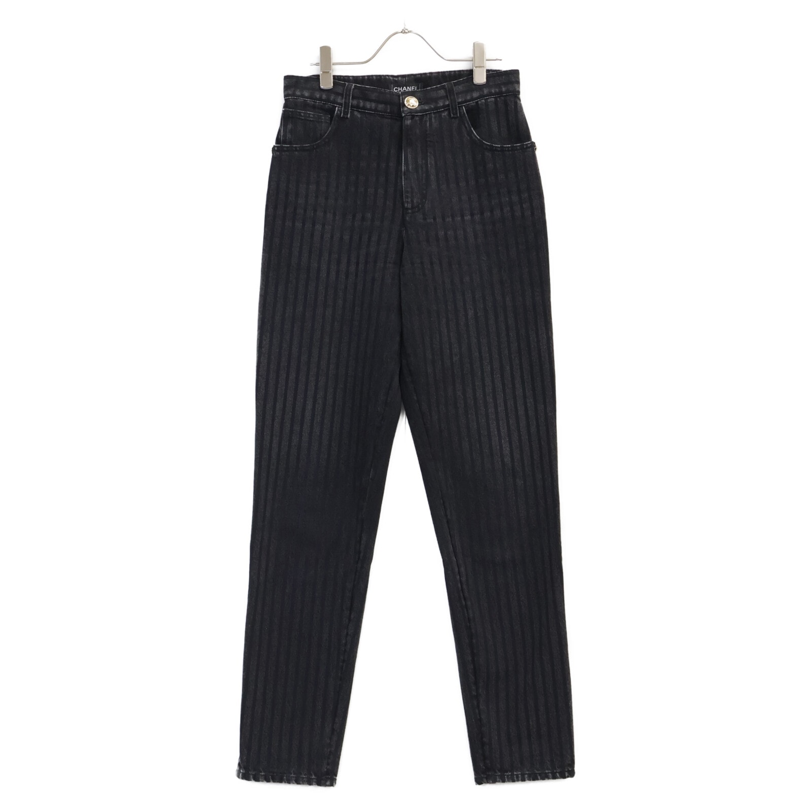 シャネル 【美品/国内正規】20K P65455V61295 ストライプ ココマークボタン デニムパンツ 36