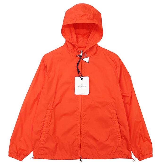 【未使用】MONCLER モンクレール ナイロンフーデッドジャケット 3 メンズ 2019年製 ALEXANDRITE アレキサンドライト シグネチャー ロゴ ワッペン ウィンドブレーカー 軽量 アウター ビビットオレンジ 橙色 レッド 赤 アルメニア製