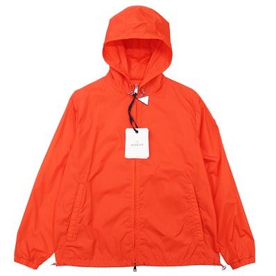 【未使用】MONCLER モンクレール ナイロンフーデッドジャケット 3 メンズ 2019年製 ALEXANDRITE アレキサンドライト シグネチャー ロゴ ワッペン ウィンドブレーカー 軽量 アウター ビビットオレンジ 橙色 レッド 赤 アルメニア製