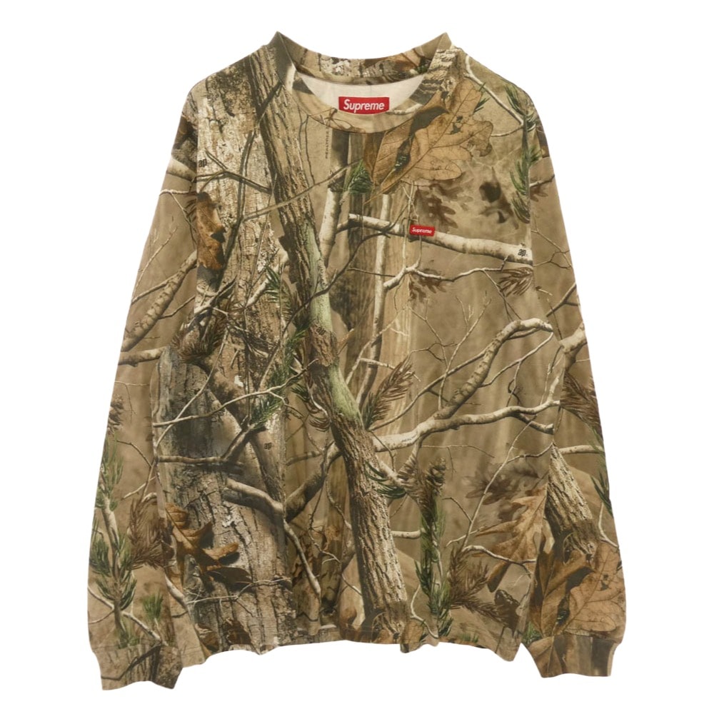 Supreme シュプリーム Tシャツ 25AW Small Box L/S Tee Realtree AP Camo スモールボックスロゴ リアルツリー APカモ ロングスリーブ 長袖カットソー ベージュ系 S【新古品】【未使用】【中古】