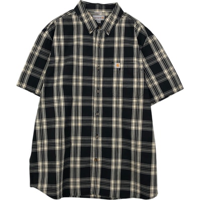 古着 カーハート Carhartt RELAXED FIT チェック柄 ボタンダウン 半袖 ワークシャツ メンズXL相当/eaa637823