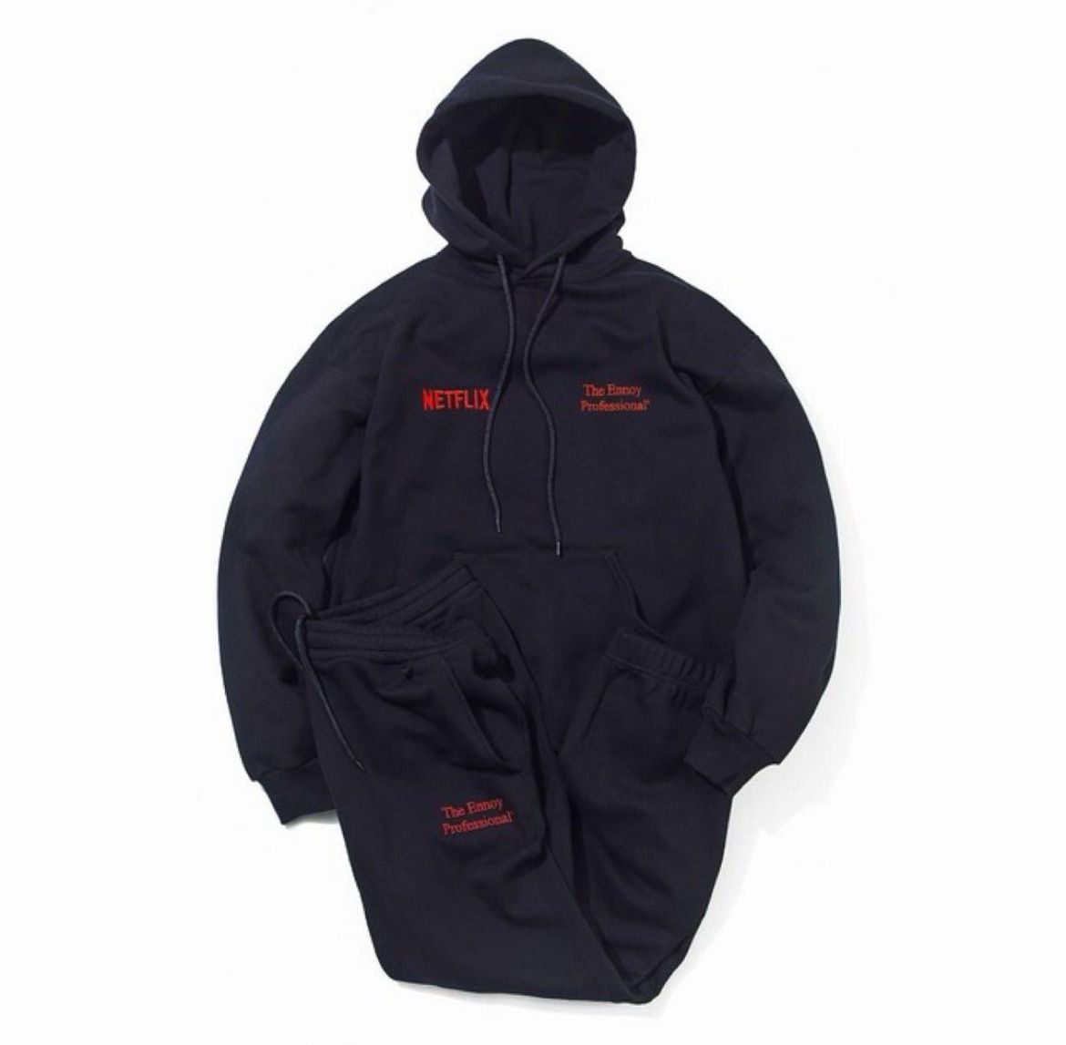ENNOY Stylistshibutsu x Netflix 23AW Hoodie+Pants Setup "Black/Netflix Red"