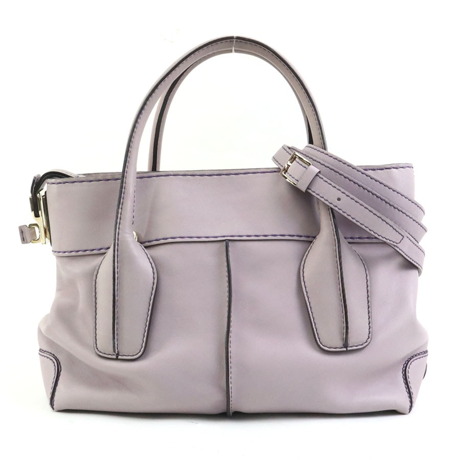 トッズ TOD’S ハンドバッグ ショルダーバッグ レザー パープル レディース【中古】 55979a