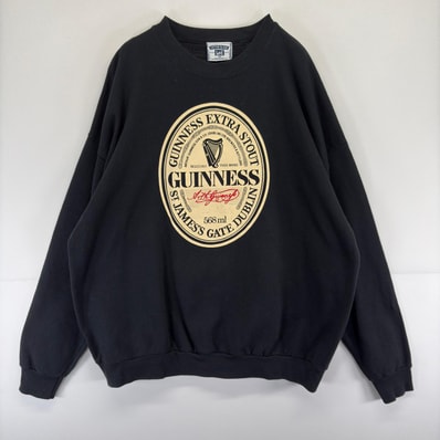 古着 90's/90年代 リー Lee USA製 スウェット プルオーバー プリント クルーネック ギネス 大きいサイズ 2XL ブラック メンズ