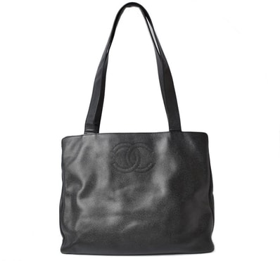 シャネル ショルダーバッグ/トートバッグ A4 CHANEL ココマーク キャビアスキン ブラック 中古