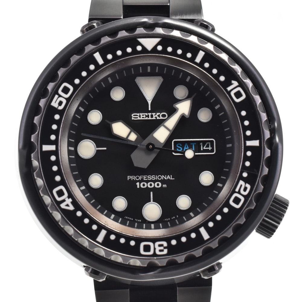 セイコー SEIKO 7C46-0AA0 プロスペックス マリーンマスター 1000m ブラック クォーツ メンズ 美品 箱付き 腕時計 I#147964