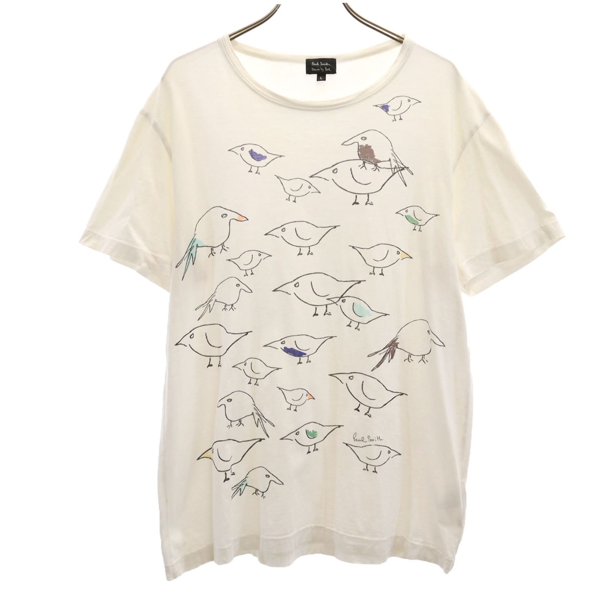 Paul Smith ポールスミス 総柄 半袖 Tシャツ L ホワイト DRAWN BY PAUL