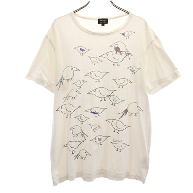Paul Smith ポールスミス 総柄 半袖 Tシャツ L ホワイト DRAWN BY PAUL