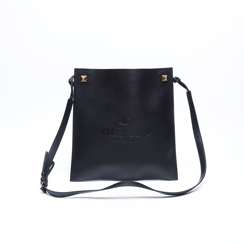 ヴァレンティノ VALENTINO ロゴ 型押し レザー ショルダーバッグ【中古】