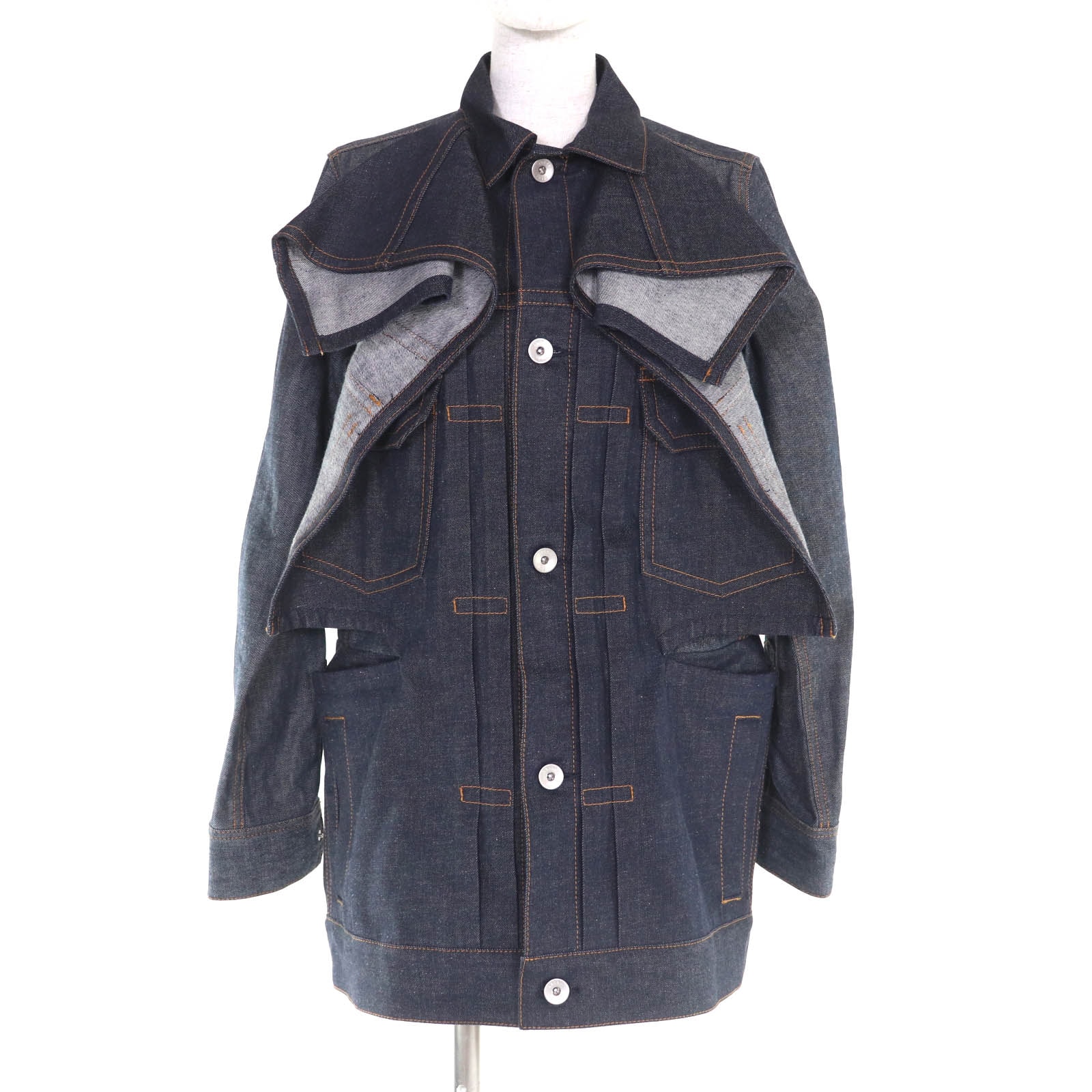 極美品 サカイ デニムジャケット インディゴブルー レディース 1 25-07822