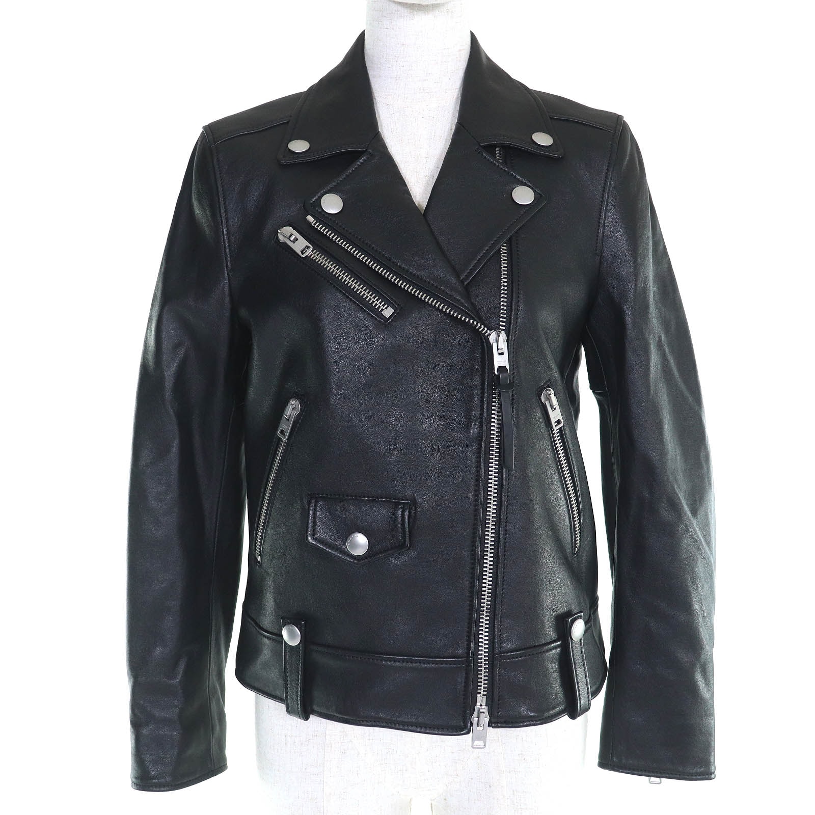 極美品 コーチ ライダースジャケット ブラック レディース XS 3725