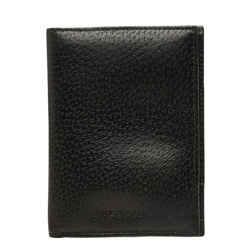 ブルガリ 二つ折り財布 札入れ ブラック レザー レディース BVLGARI 中古