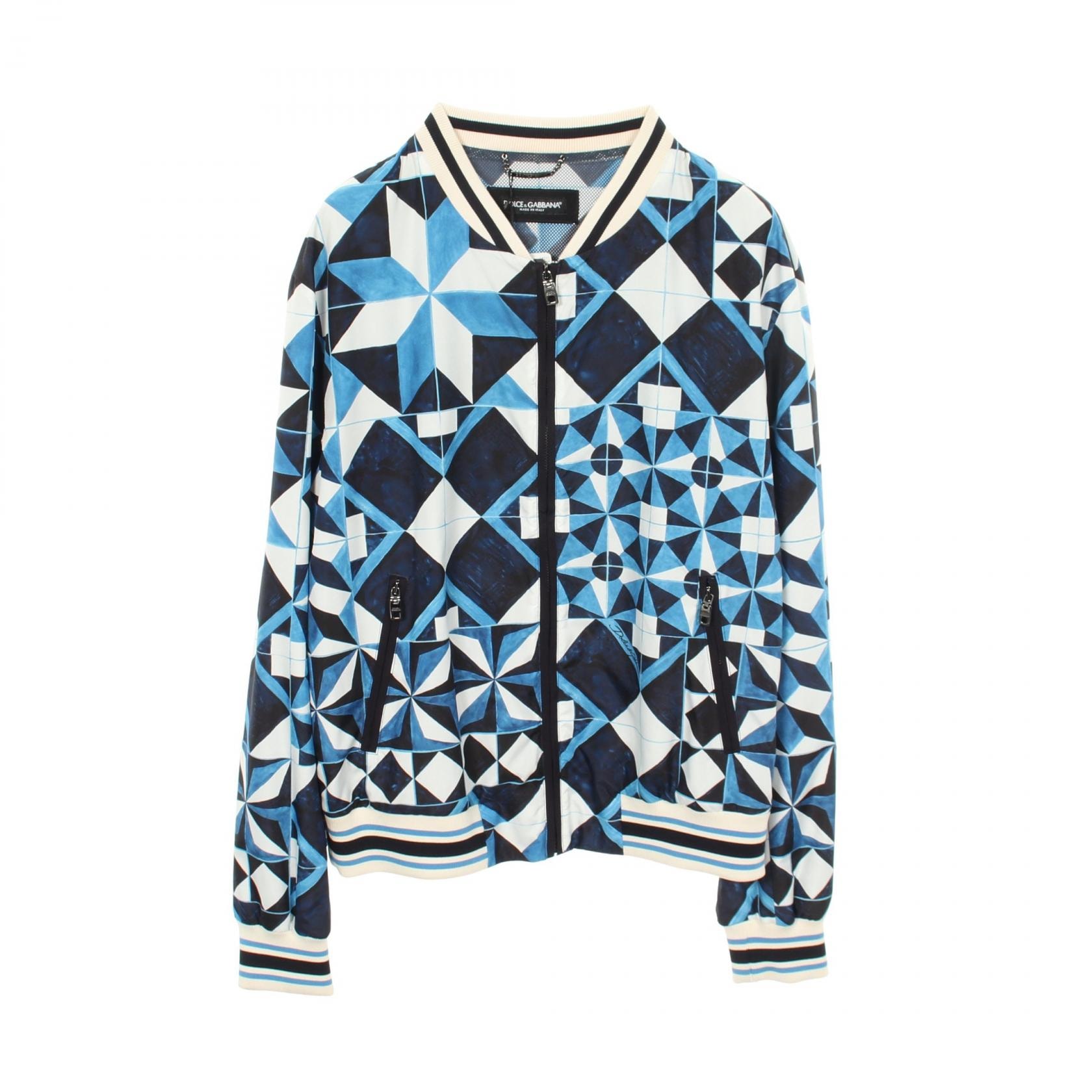 ドルチェアンドガッバーナ DOLCE & GABBANA 総柄 ブルゾン 衣料品 アウター ポリエステル メンズ ブルー系 / ネイビー系 / ホワイト系 【中古】