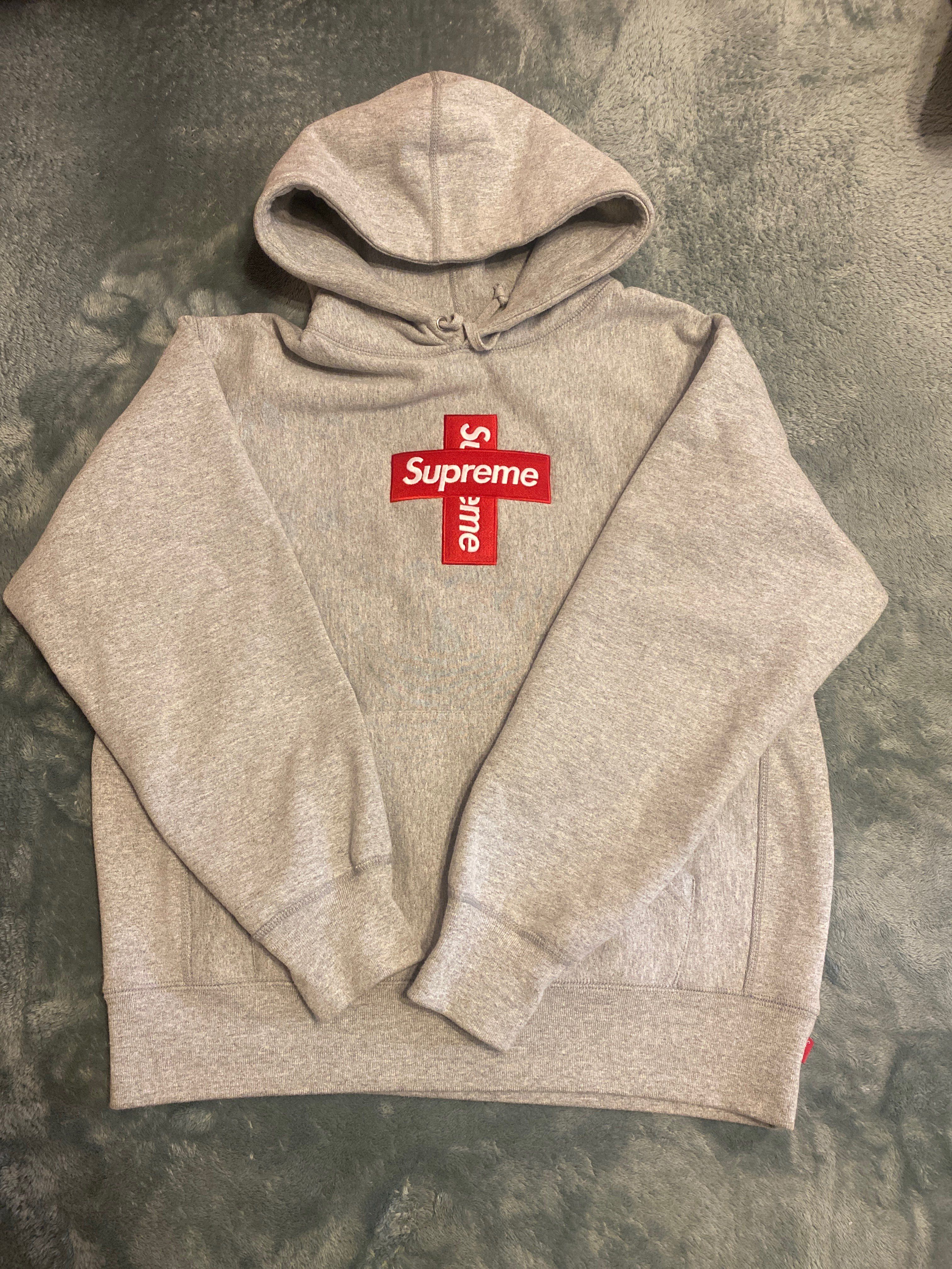 Supreme Cross Box Logo Hooded Sweatshirt "Grey"