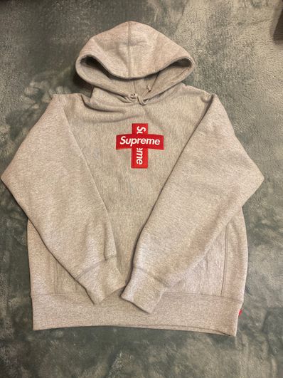 Supreme Cross Box Logo Hooded Sweatshirt "Grey"