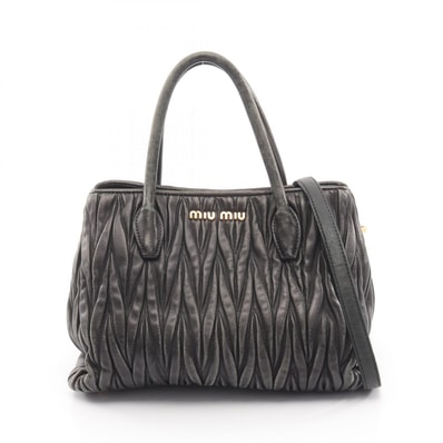 ミュウ ミュウ Miu Miu マテラッセ 2way ハンドバッグ バッグ レザー レディース ブラック系 【中古】