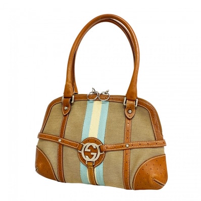 【6dc3953-k】グッチ ハンドバッグ インターロッキングG 114882 キャンバス ブラウン シルバー金具【中古】レディース