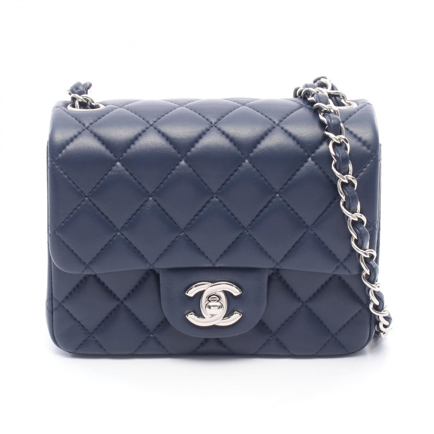 シャネル CHANEL ミニマトラッセ ショルダーバッグ バッグ ラムスキン(羊革) レディース ネイビー系 【中古】