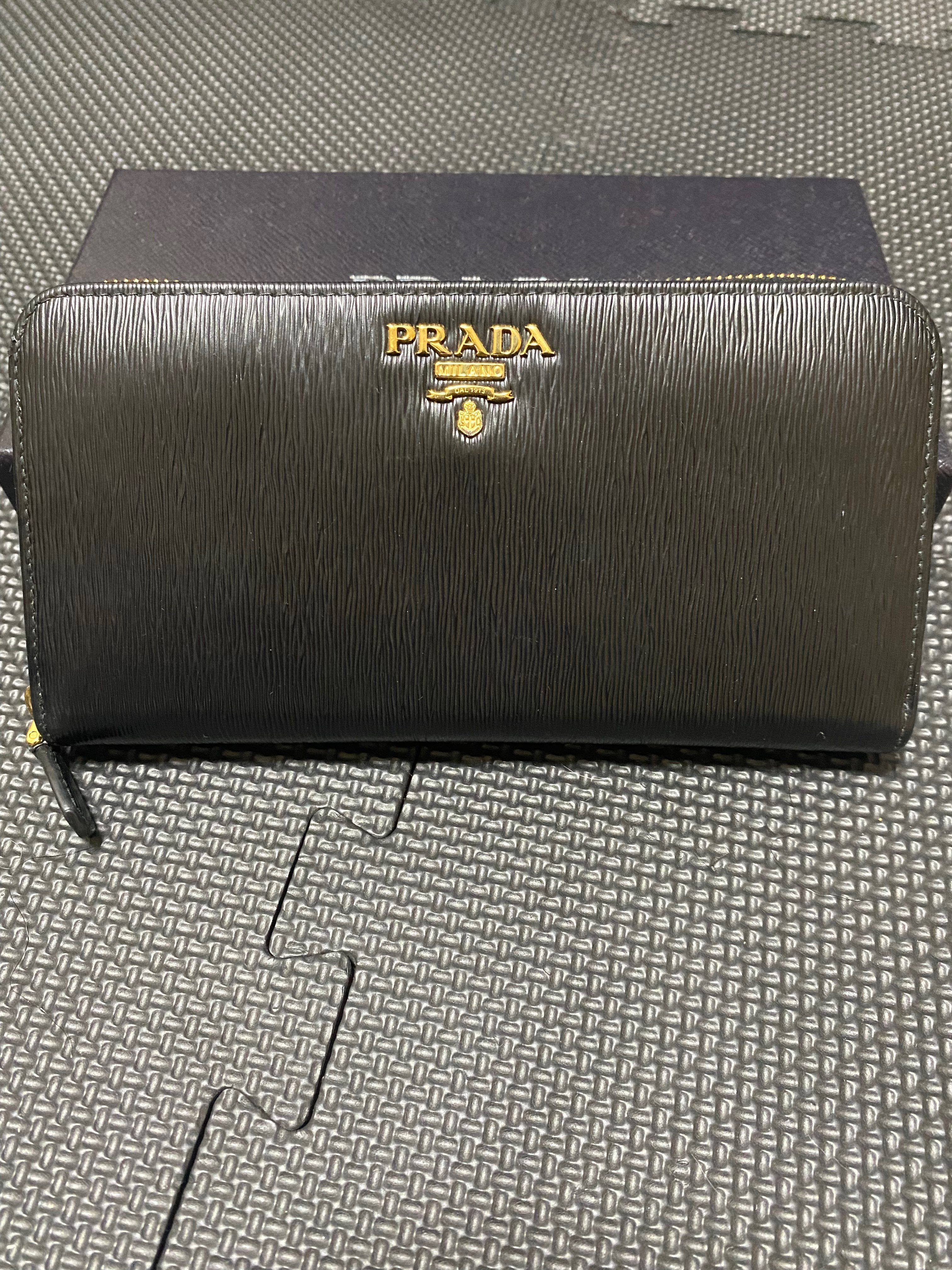 PRADA Saffiano Leather Round Long Wallet "Black"