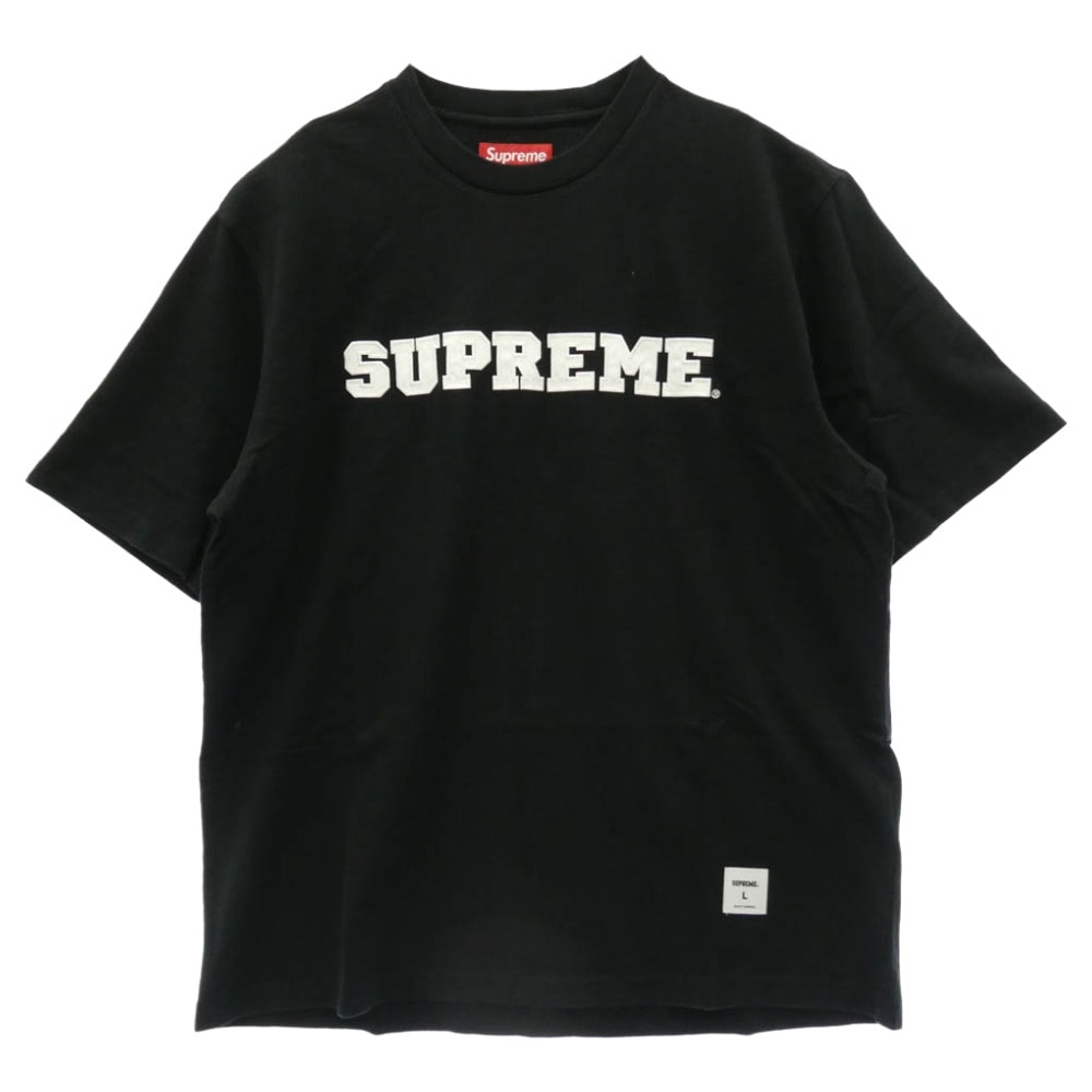 Supreme シュプリーム 25AW Collegiate Applique S/S Top カレッジ アップリケ 半袖 Tシャツ ブラック系 L【美品】【中古】