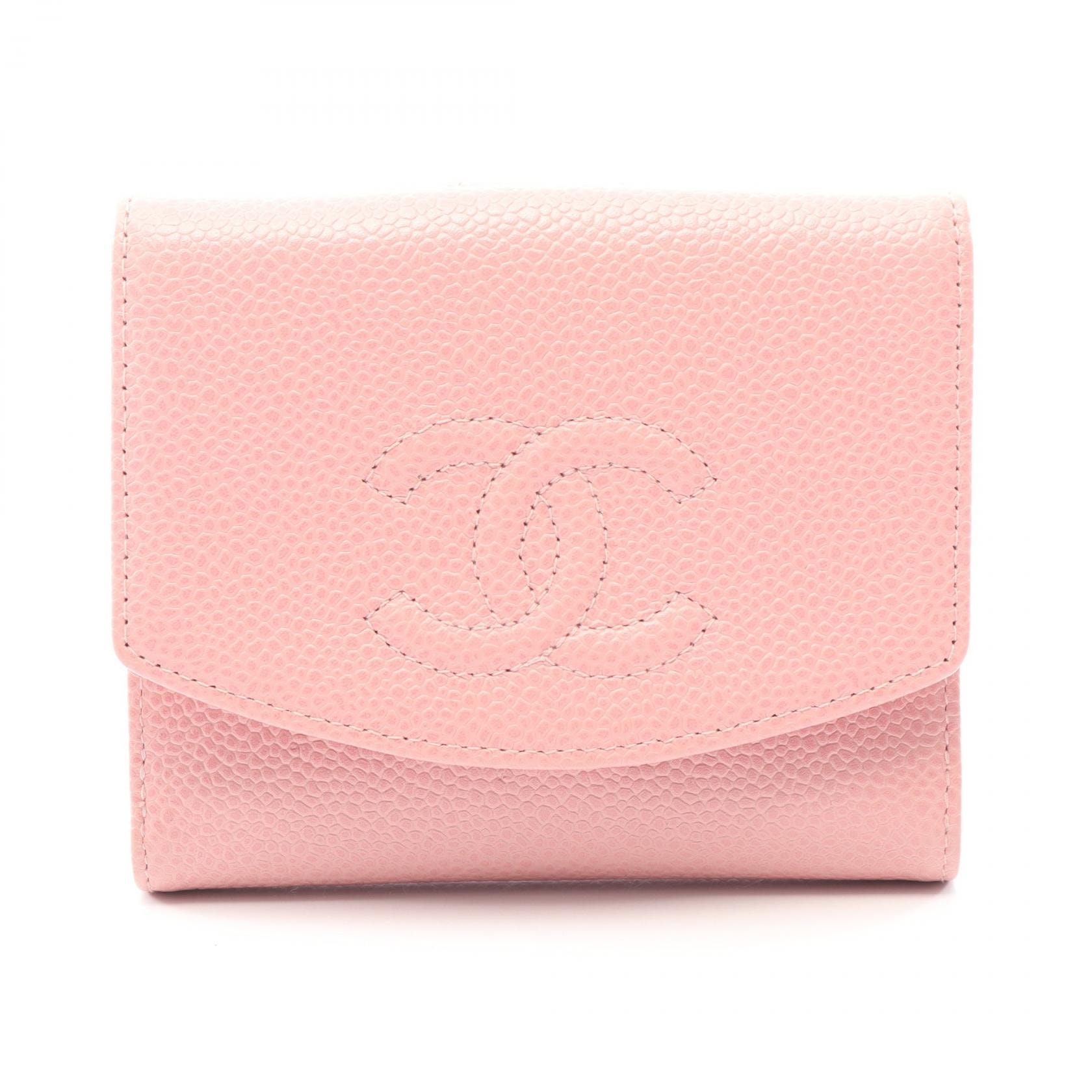 シャネル CHANEL ココマーク Wホック財布 財布 カーフ(牛革) レディース ピンク系 【中古】