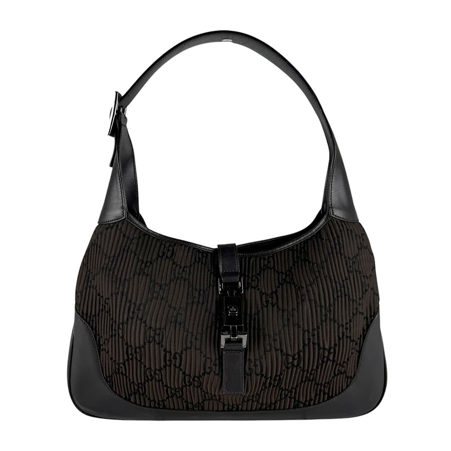 グッチ GUCCI ハンドバッグ ジャッキー ナイロン/レザー ブラウン レディース【中古】 z10344