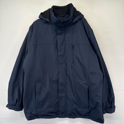 古着 カルバンクライン Calvin Klein ジャケット フリースライナー フルジップ レイヤード 中綿 XL ネイビー系 無地 メンズ