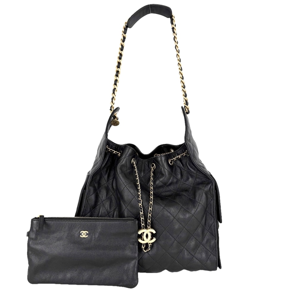 CHANEL シャネル ハンドバッグ マトラッセ シャネル25 セミショルダーバッグ 肩掛け ココマーク  キャビアスキン   ブラック 黒 ゴールド金具 レディース【中古品】